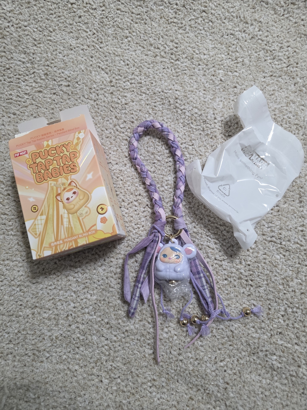 Pucky Purple Braided Character Keychain Charm